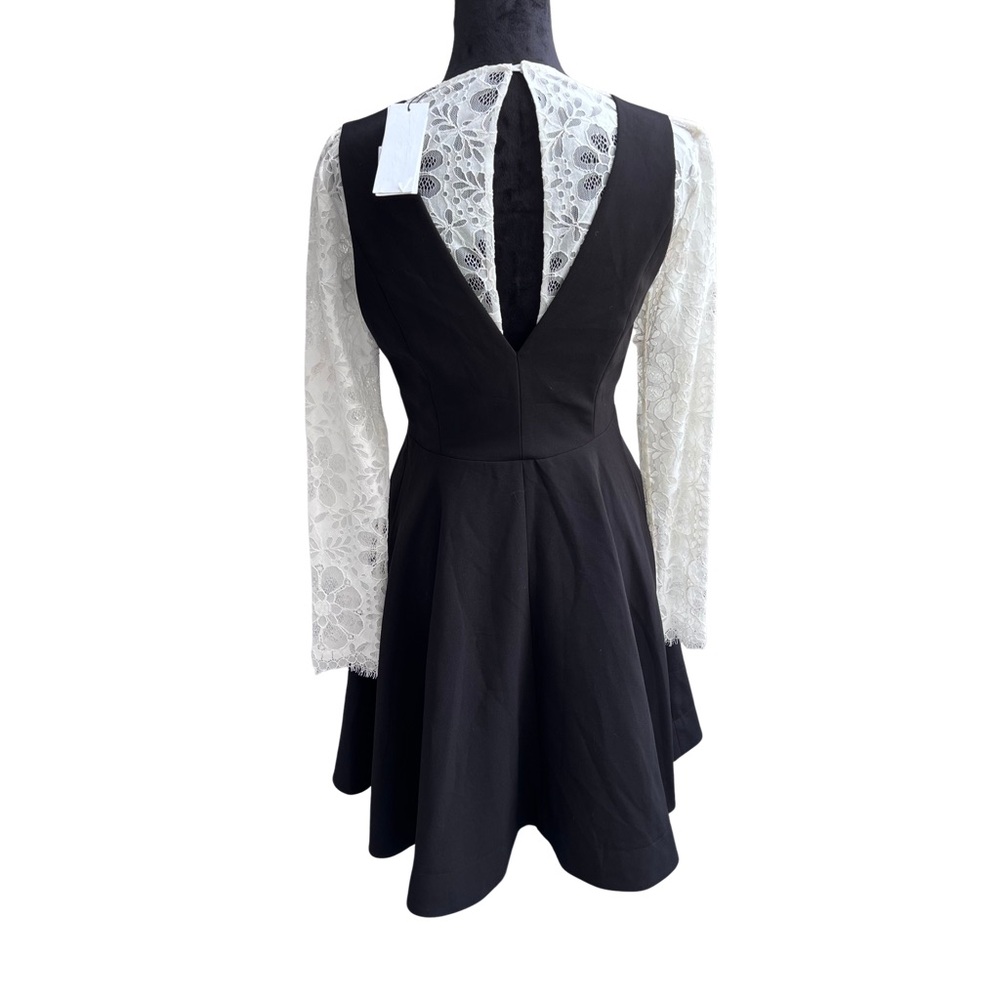 NWT Sandro Paris Nito Layered Lace Dress Black & White - Picture 4 of 9